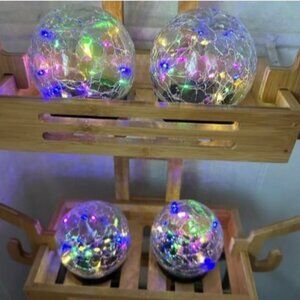 Solar Globe Lights Outdoor Waterproof-Solar Balls for Garden-Cracked Glass Ball